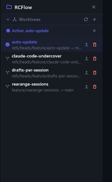 RCFlow client — worktrees sidebar
